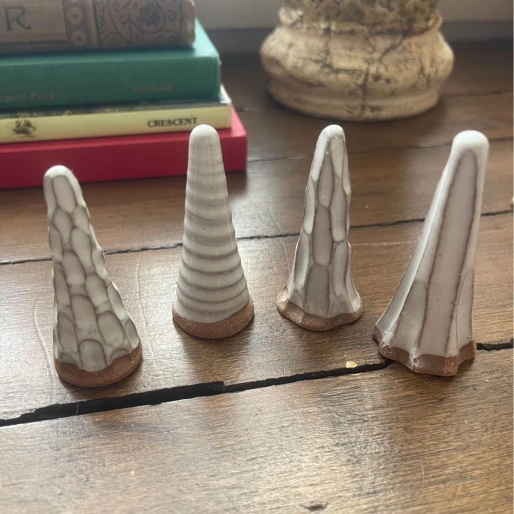 Handmade pottery ring holders set of 4